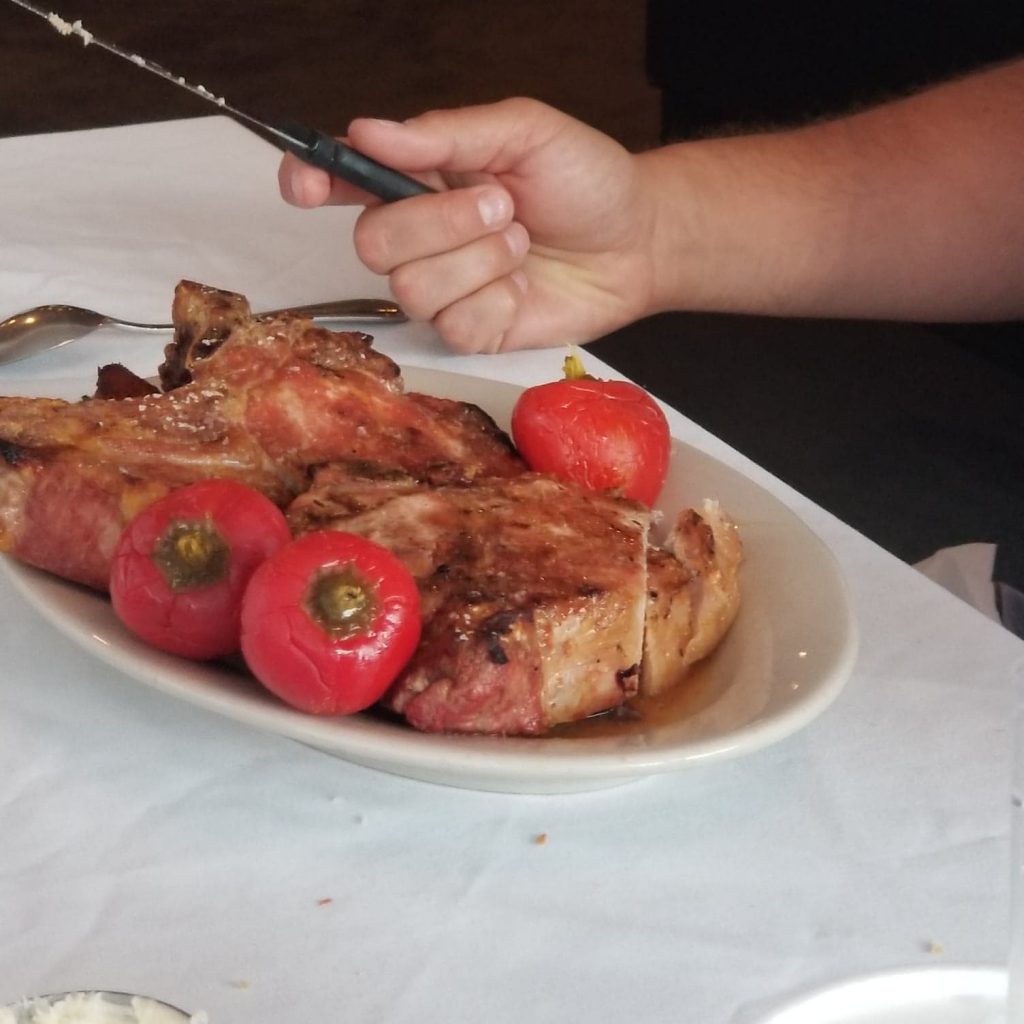 Umberto's huge plate of pork chops