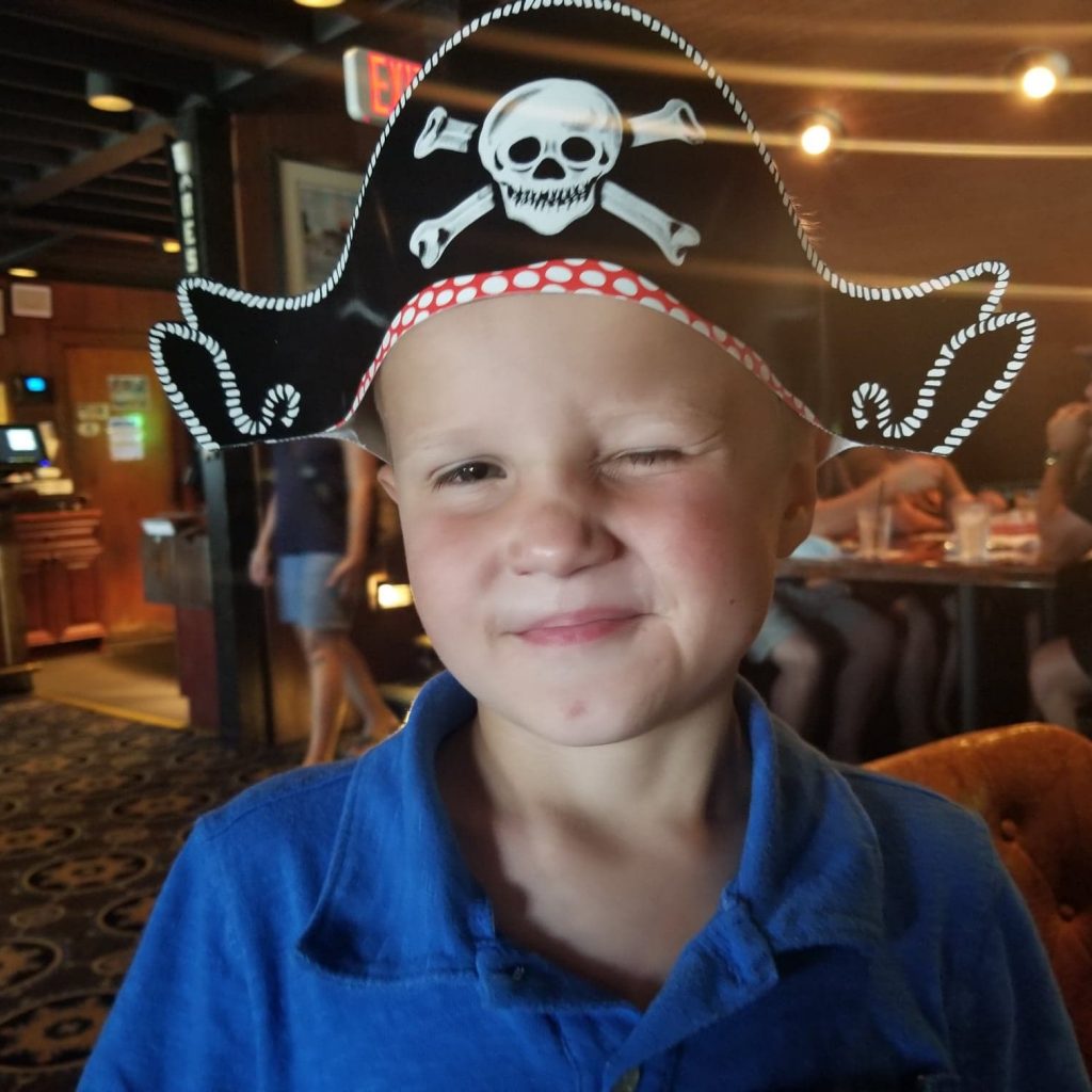 Tyler showing off his Pirate hat and face