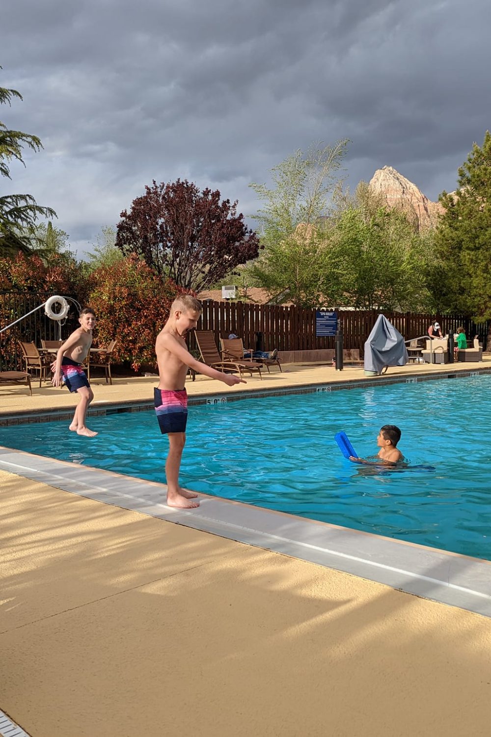 Boys enjoying the pool at Hamton Inn Springdale