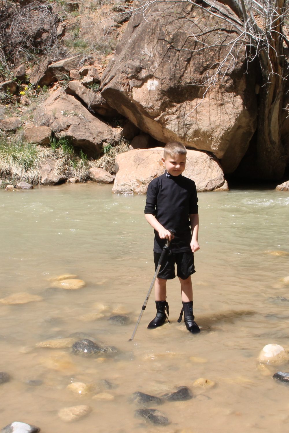 Boy playing in the Virgin River