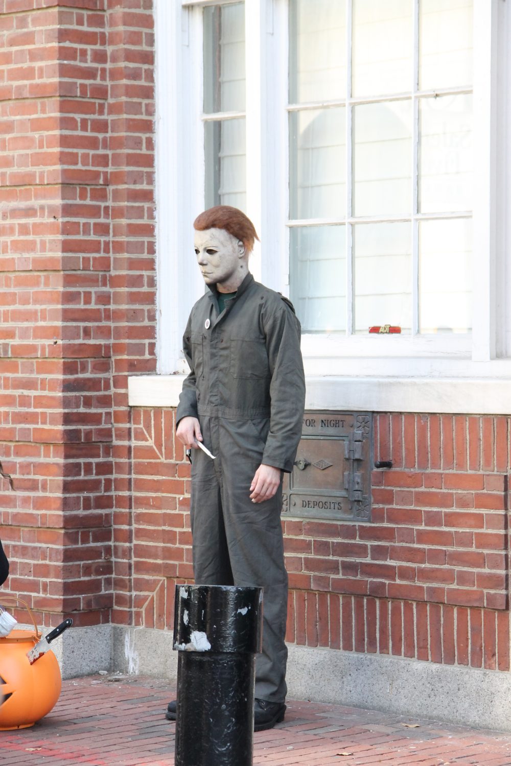 People dress up in Salem like all kinds of characters.  This person was dressed as Michael Meyers