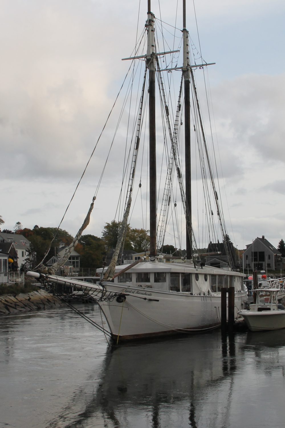 Boat in the harbor in coastal Kennebunkport, ME