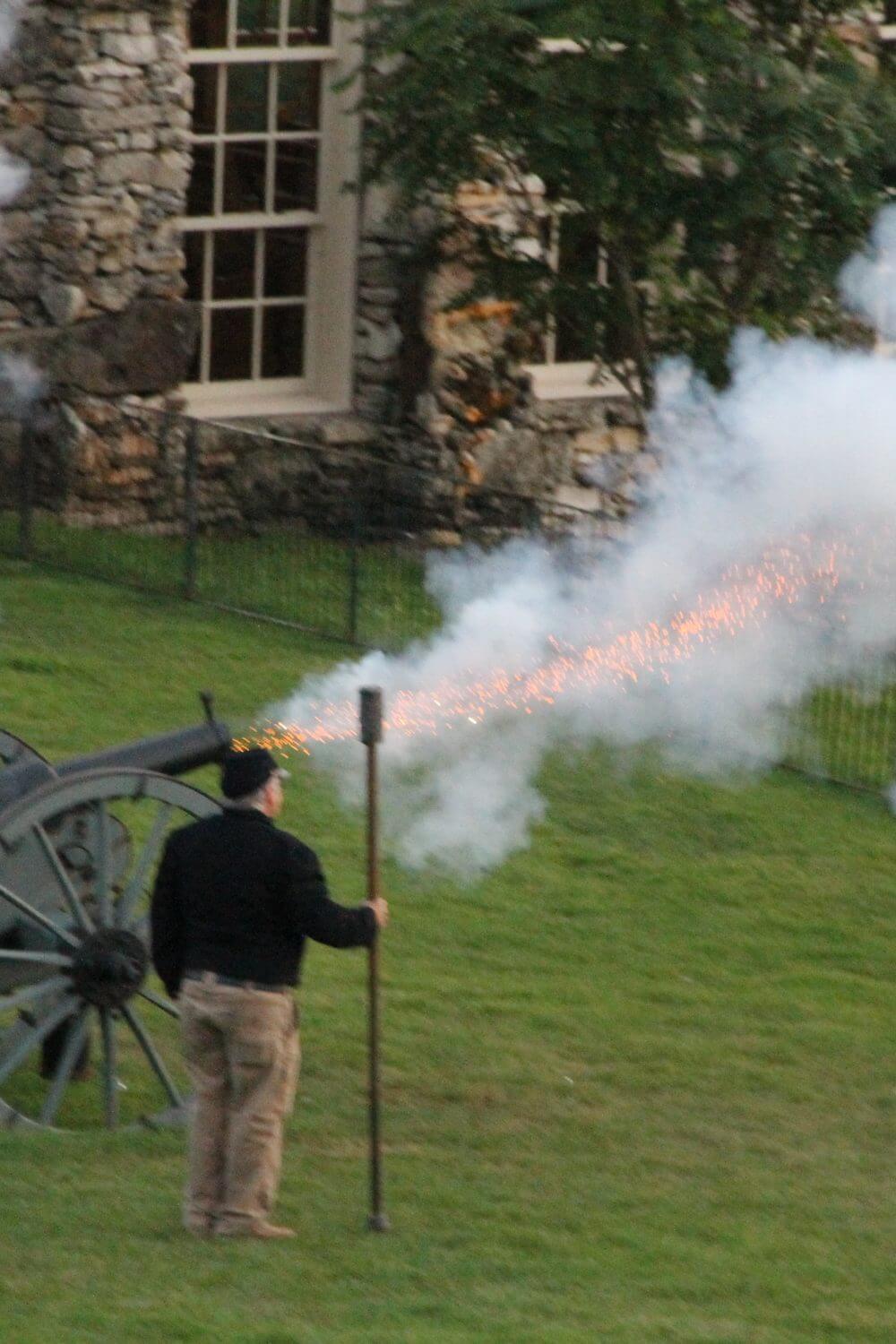 Cannon's being fired during the sunset ceremony at Big Cedar Lodge