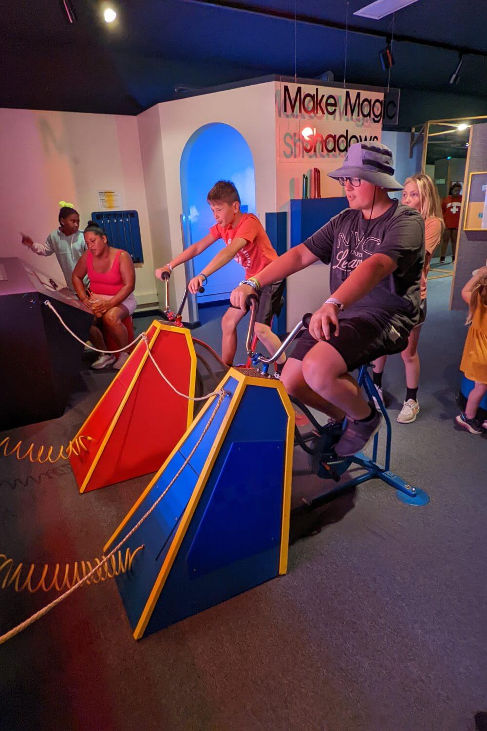 Our kids exploring the attractions at Tommy Bartlett Exploratory in Wisconsin Dells