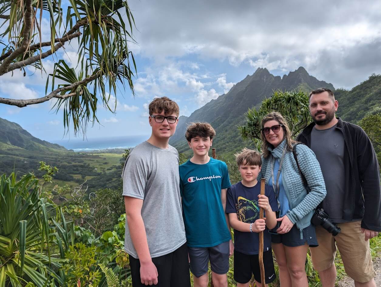 Our family at Kualoa Ranch on the Jungle Tour