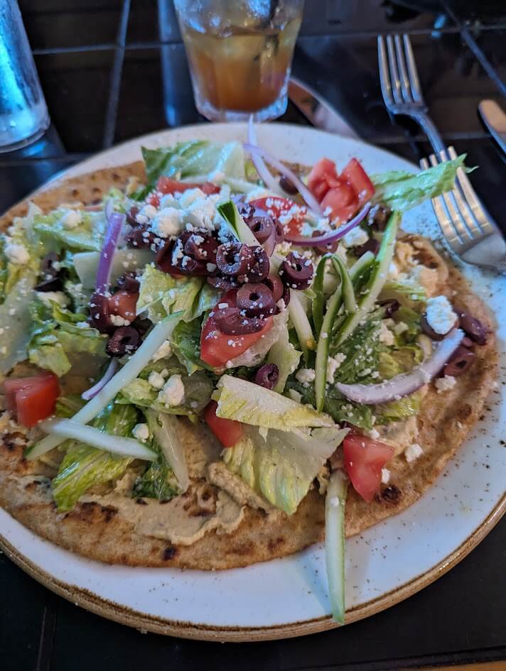 Three's Bar and Grill Whole wheat flatbread salad