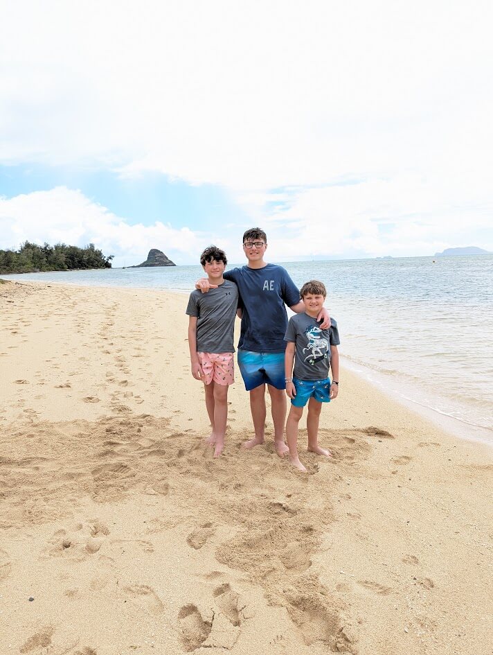 My 3 boys at Kualoa's Secret Beach