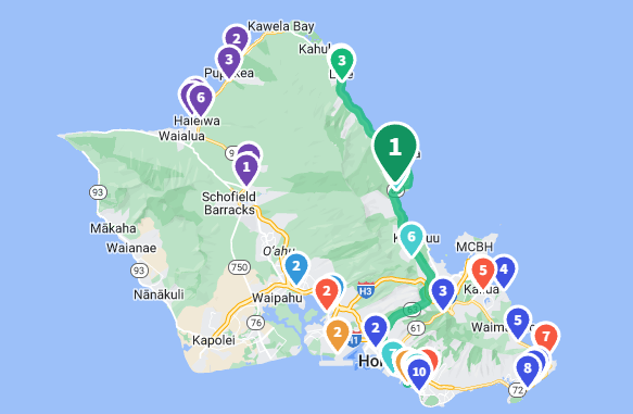 Day 6 Oahu Driving Map