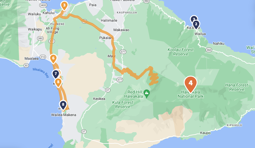 Day 7 Maui Driving Map