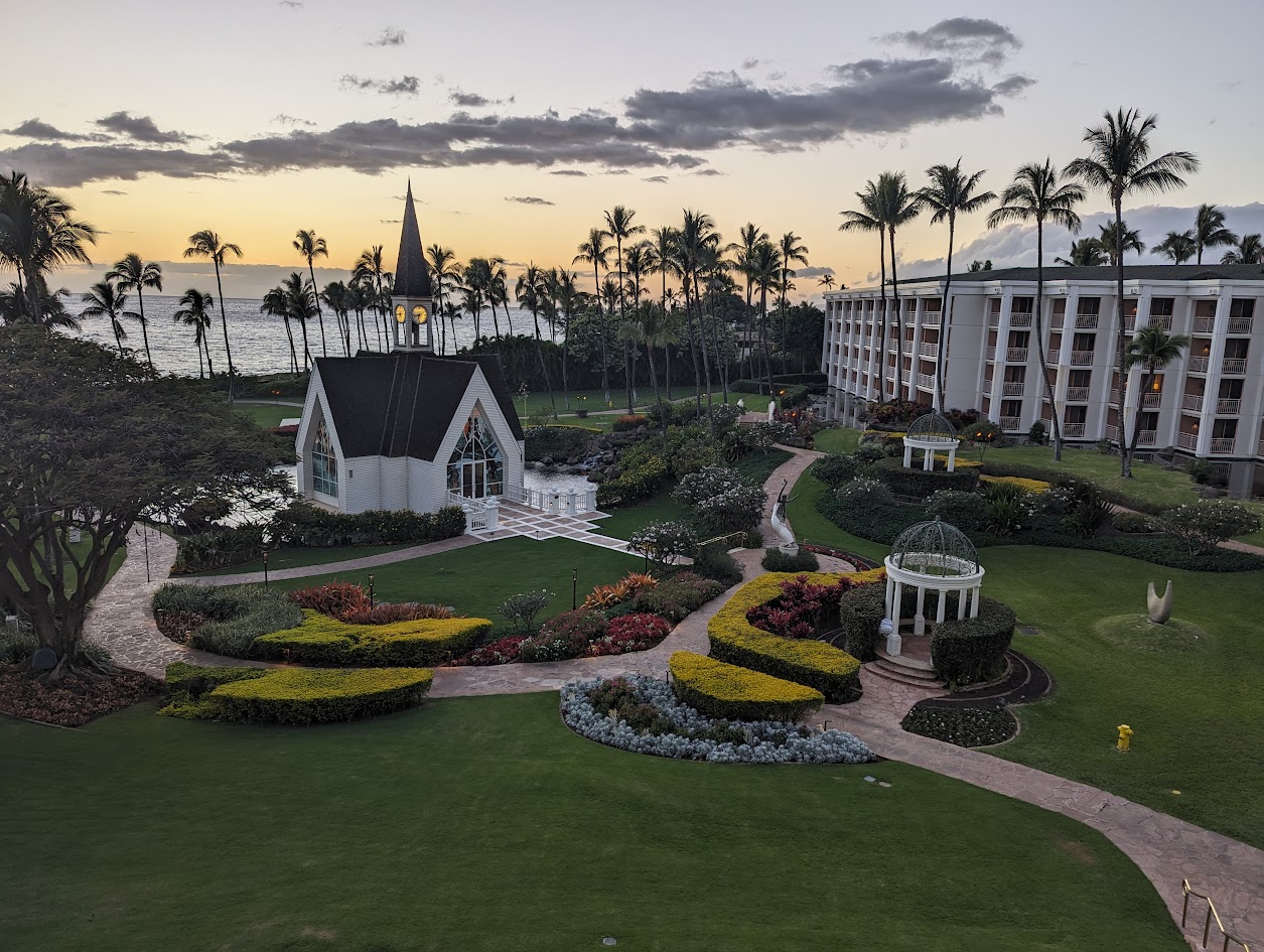 Grand Wailea church at sunset