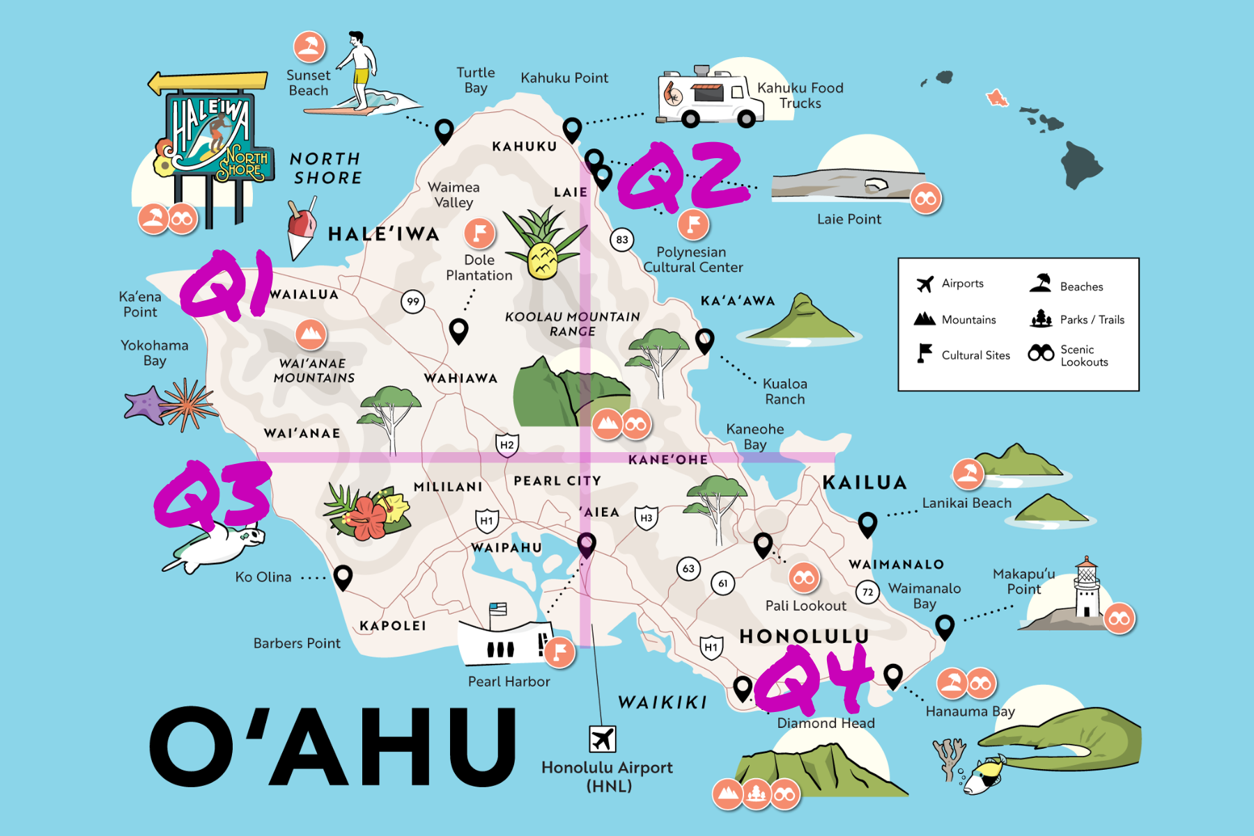 Oahu Quadrant Map