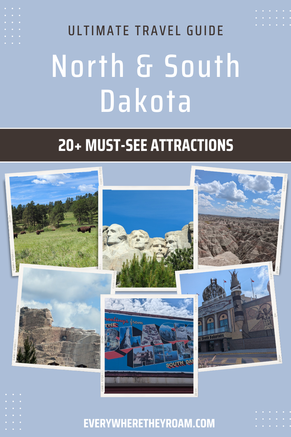 Pinterest photo for travel to North and South Dakota