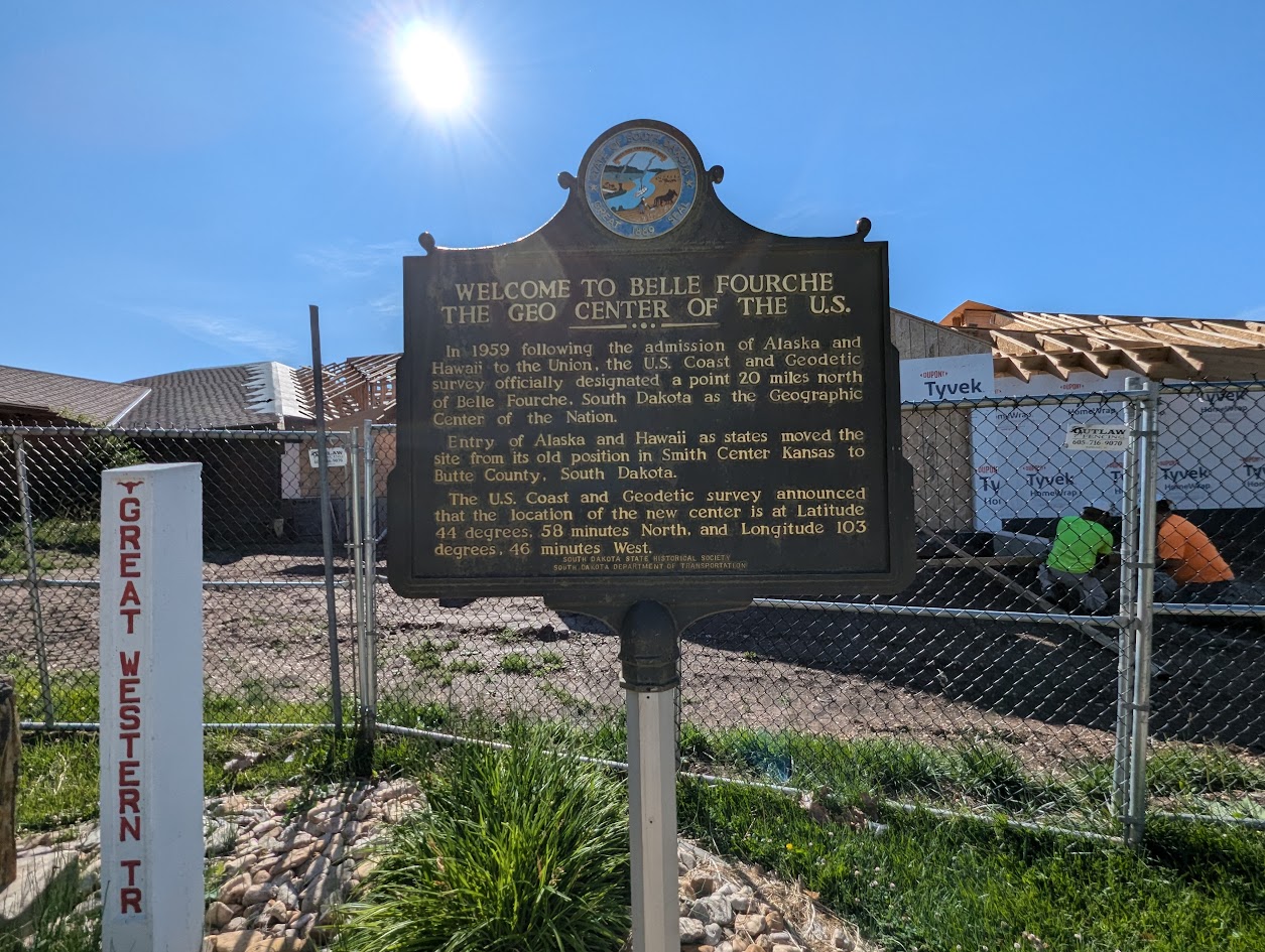 Marker describing the Geographic Center of the Nation