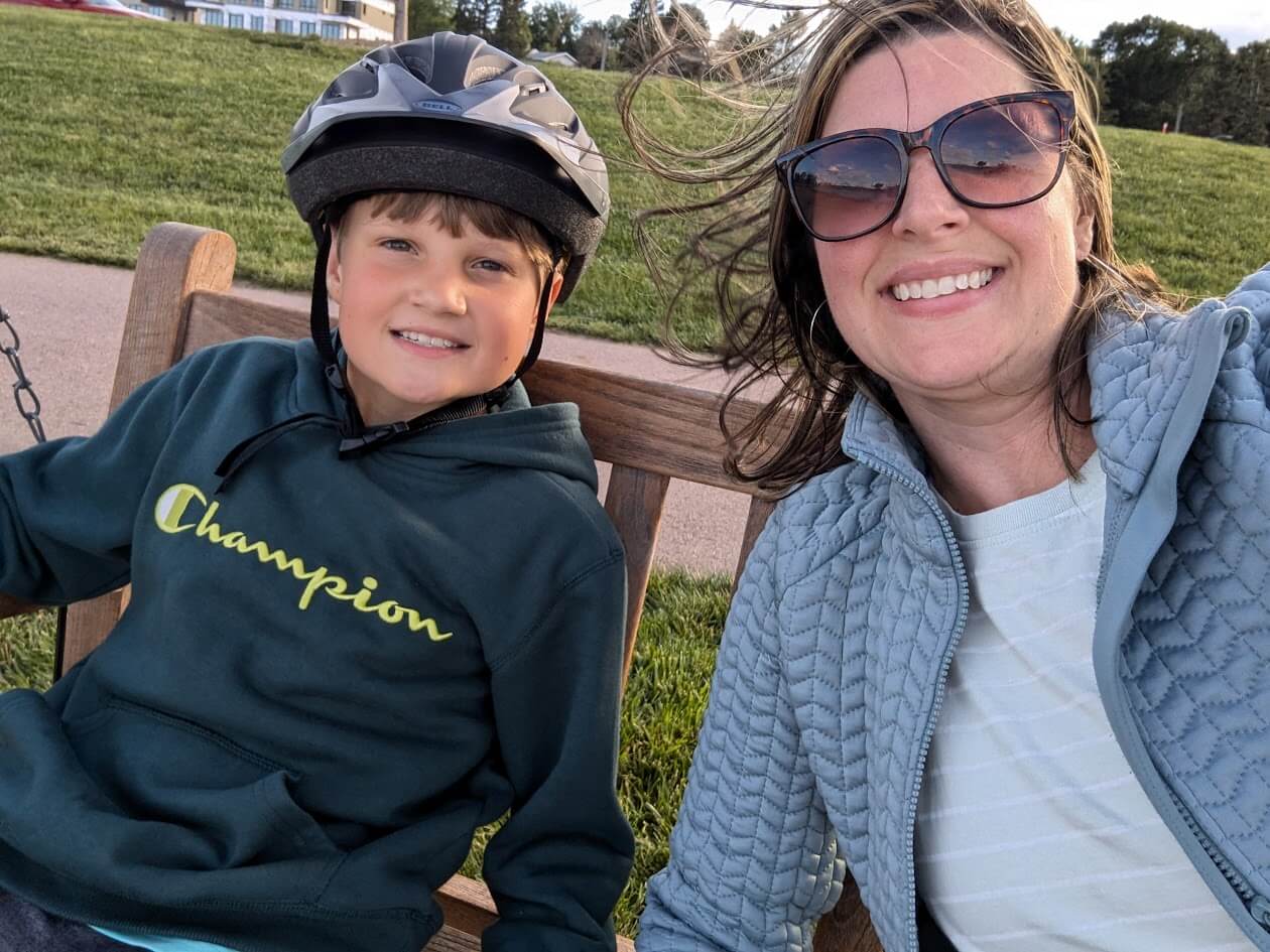 Tyler and I enjoying the view of Lake Lorrain on our bike ride