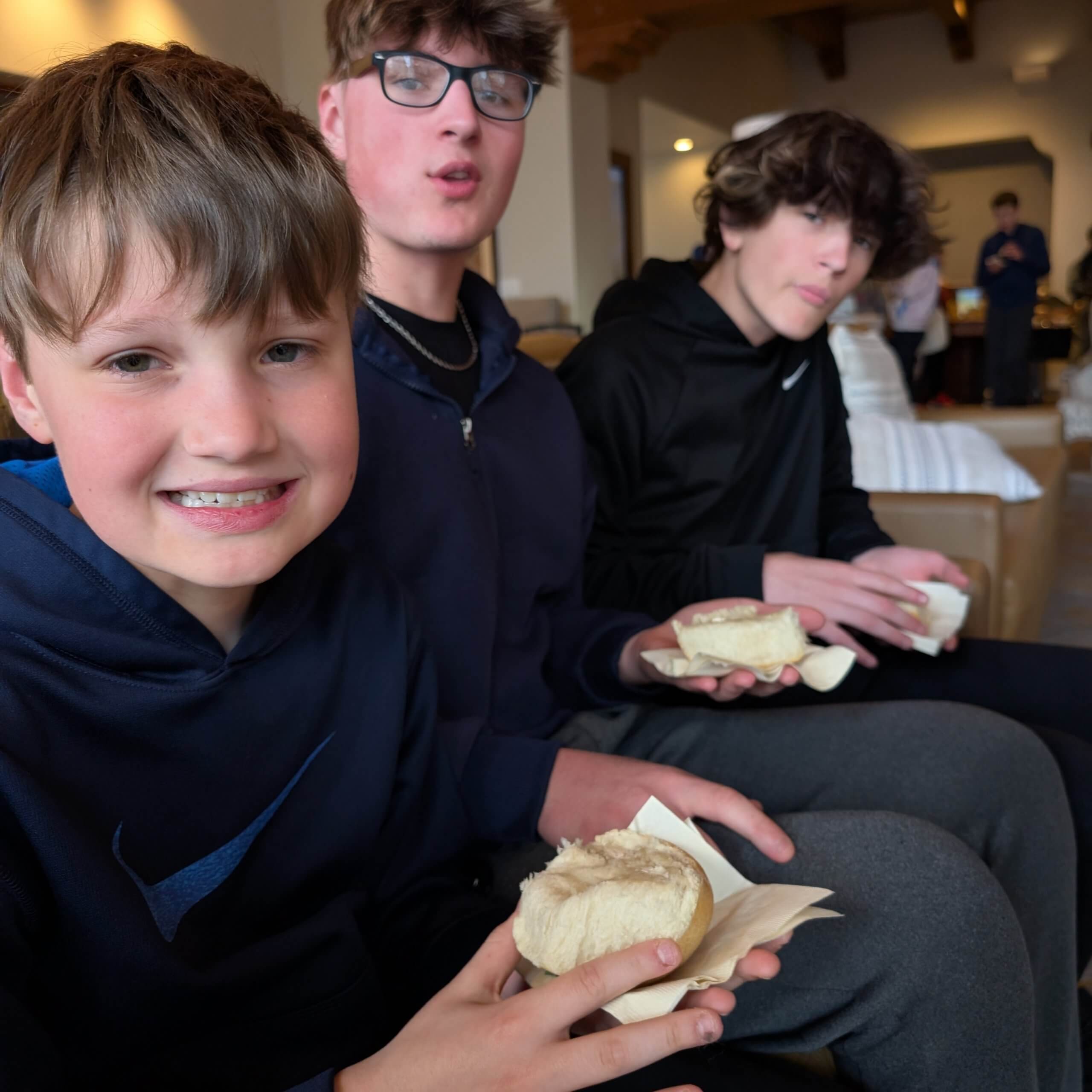 Eating bread at the Hyatt Regency Tamaya