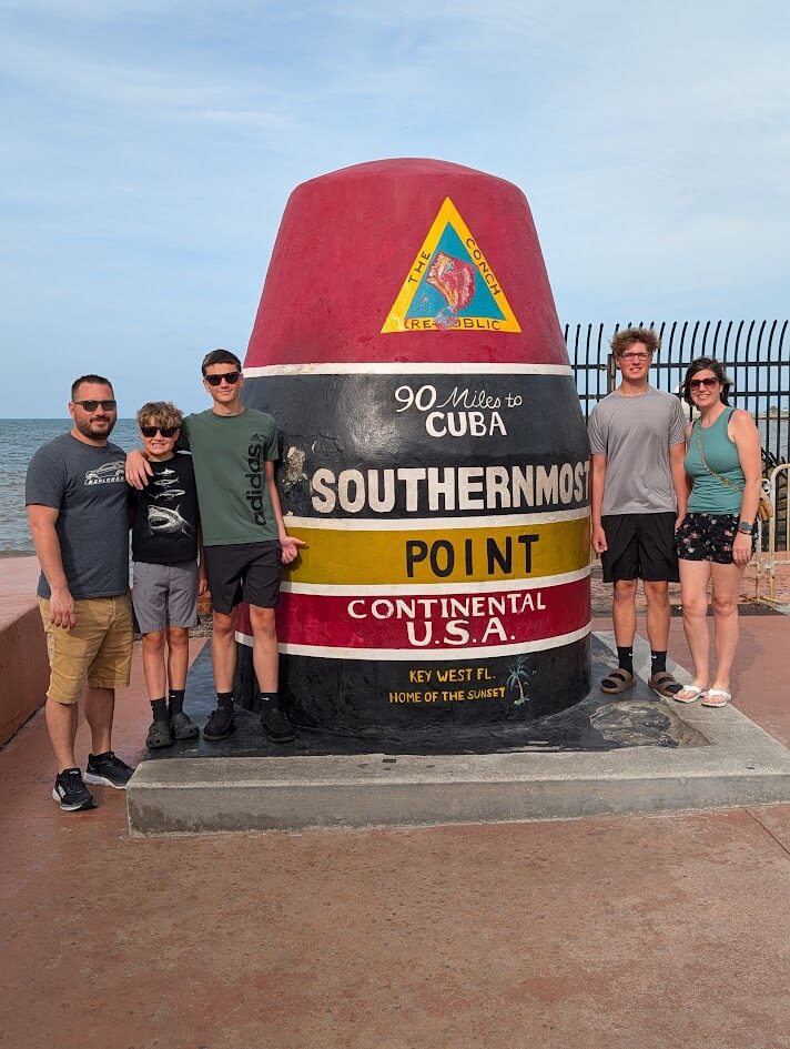 Our family at the Southernmost Point in Key West