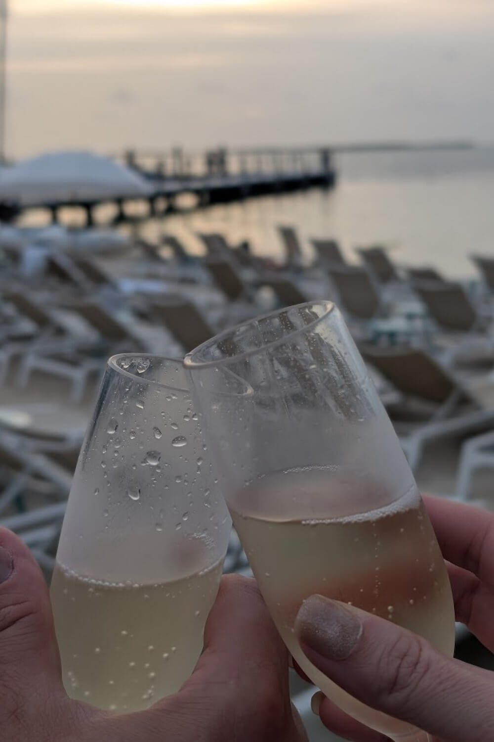 Champagne toast at sunset at Baker's Cay Key Largo
