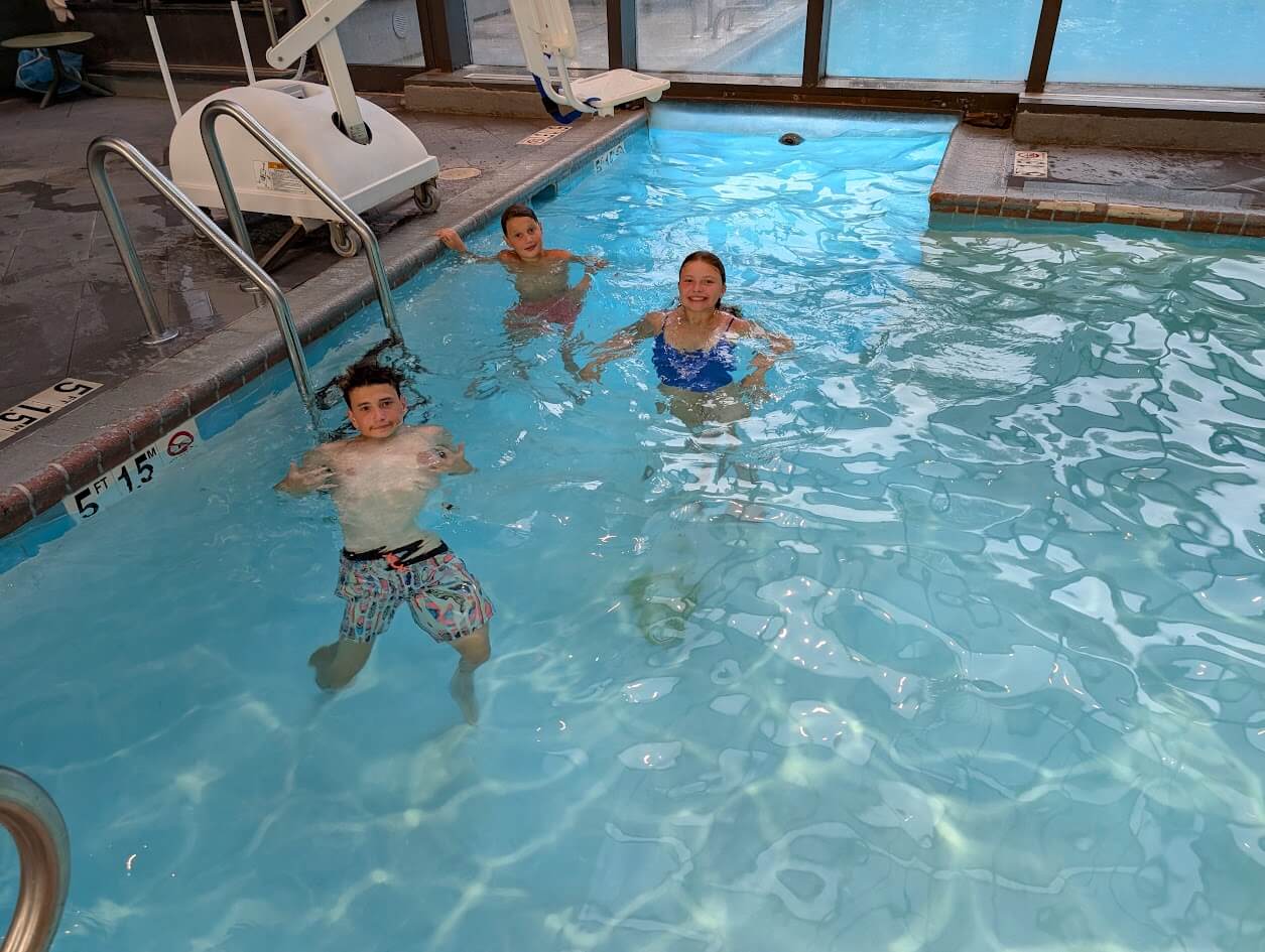 Kids in the pool at Embassy Suites in Bethesda, MD