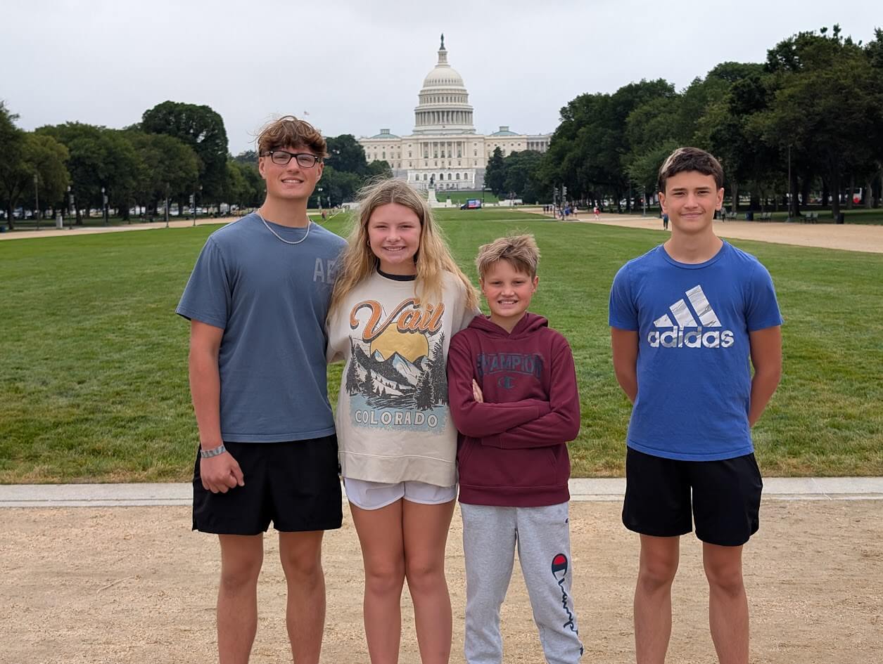 Kids with the Capitol Building in the background in Washington, DC