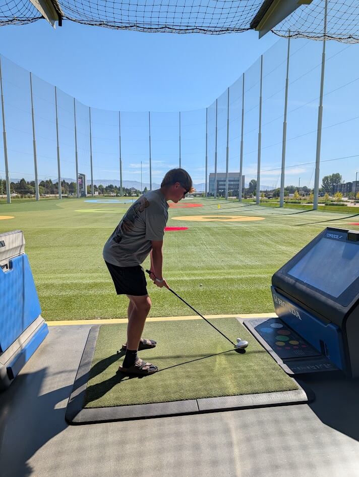 Teeing off at Top Golf