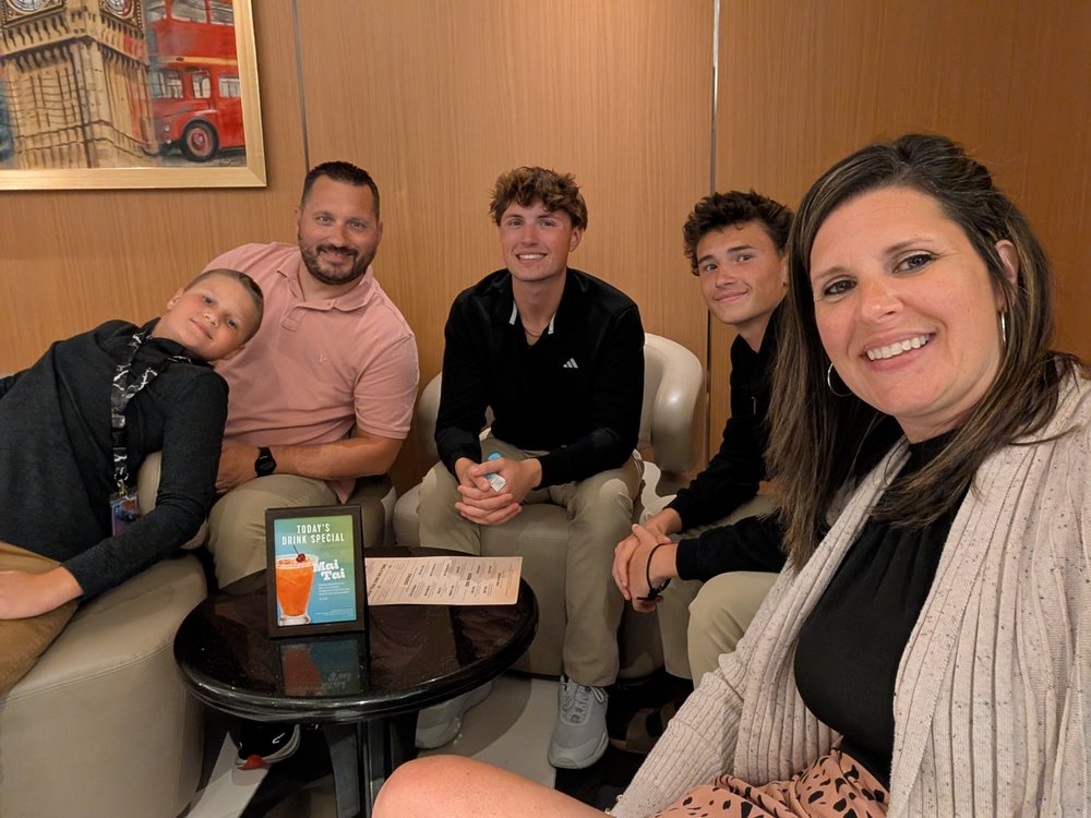 Family photo during trivia